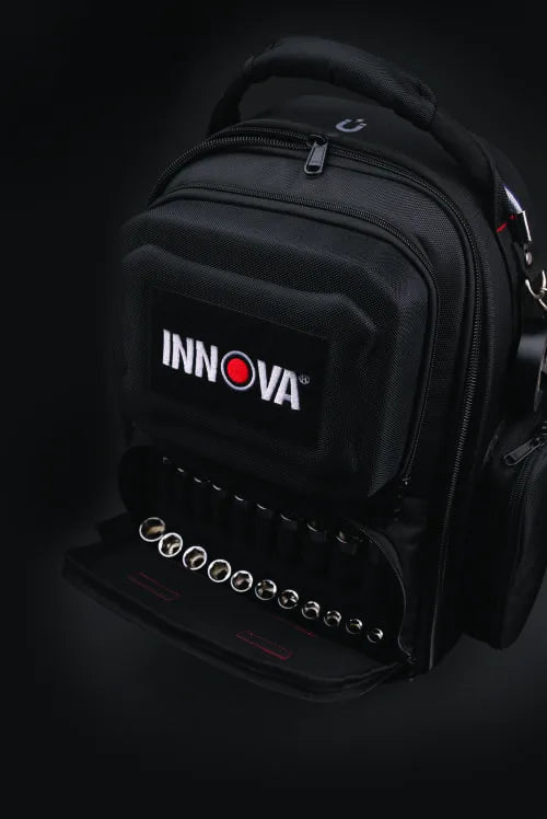 The front panel of the 3996 folded down flat, holding a row of chrome 3/8 inch drive sockets in elastic sleeves.