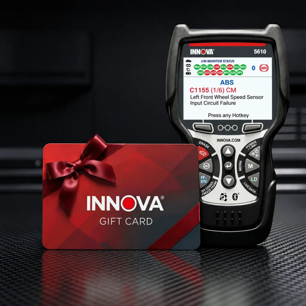 The Innova gift card in front of the Innova 5610