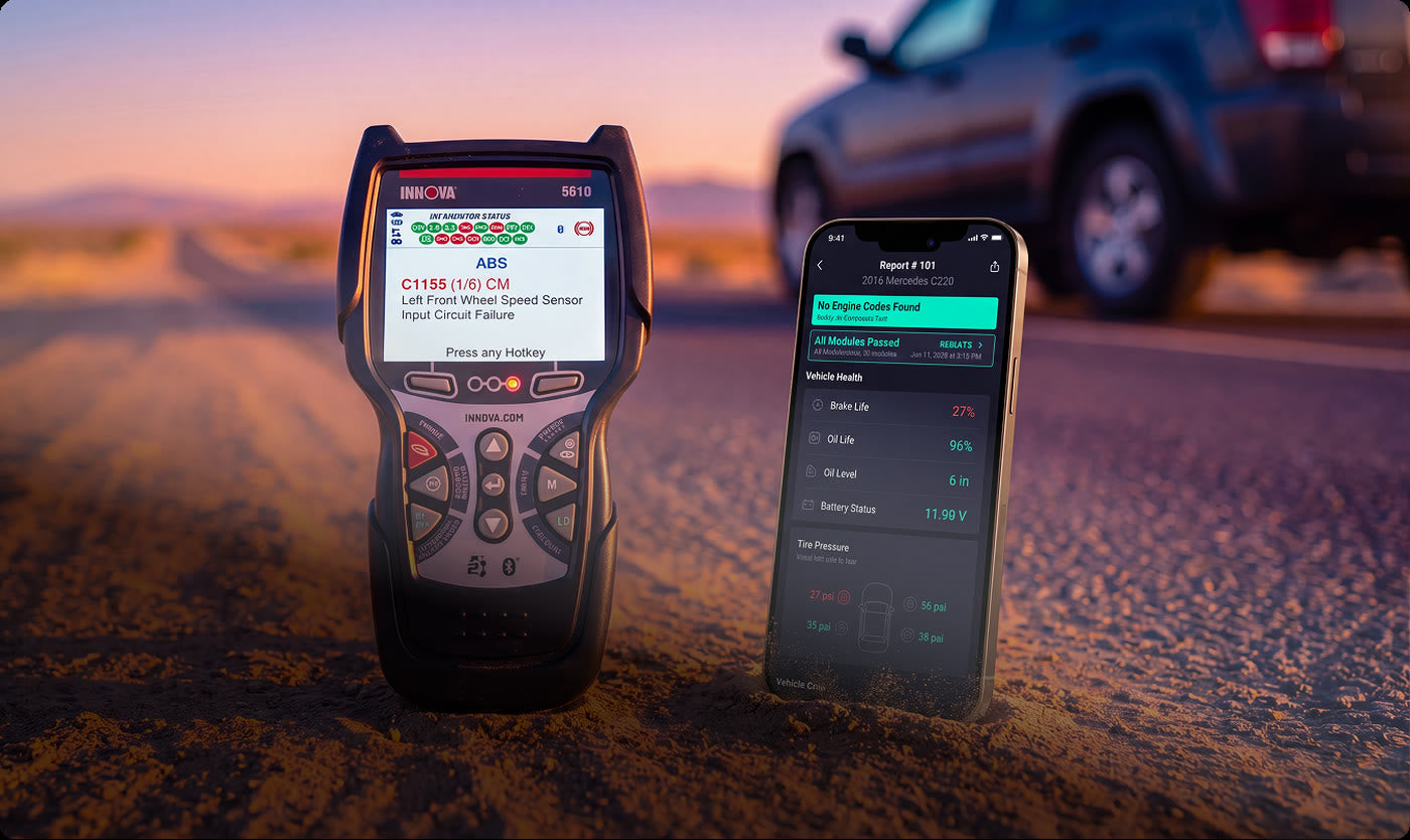 Innova 5610 and the RepairSolutions2 app at sunset